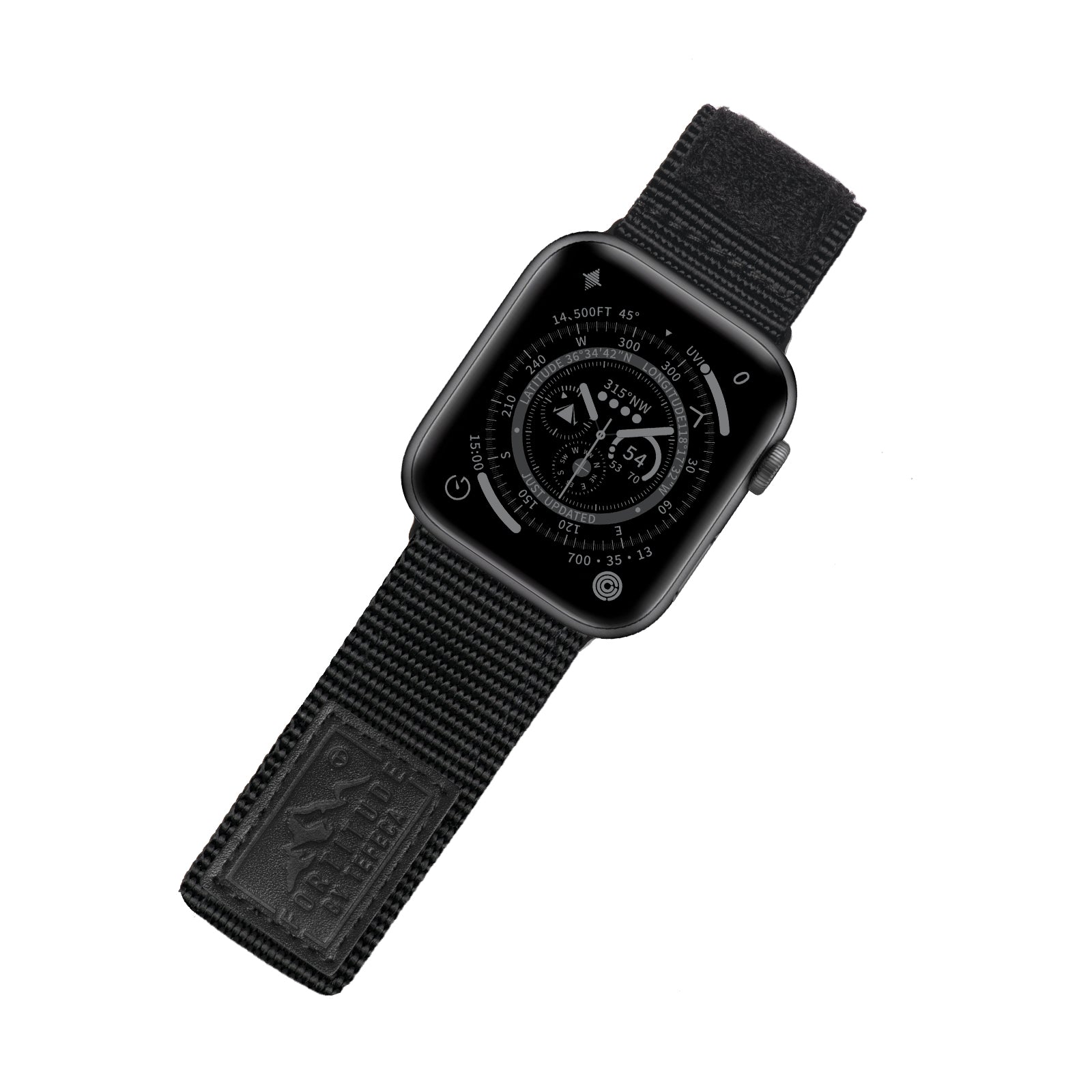 Tefeca Fortitude Series Standard Wide Hook and Loop Band for Apple Watch/Apple Watch Ultra | Nylon Black Label