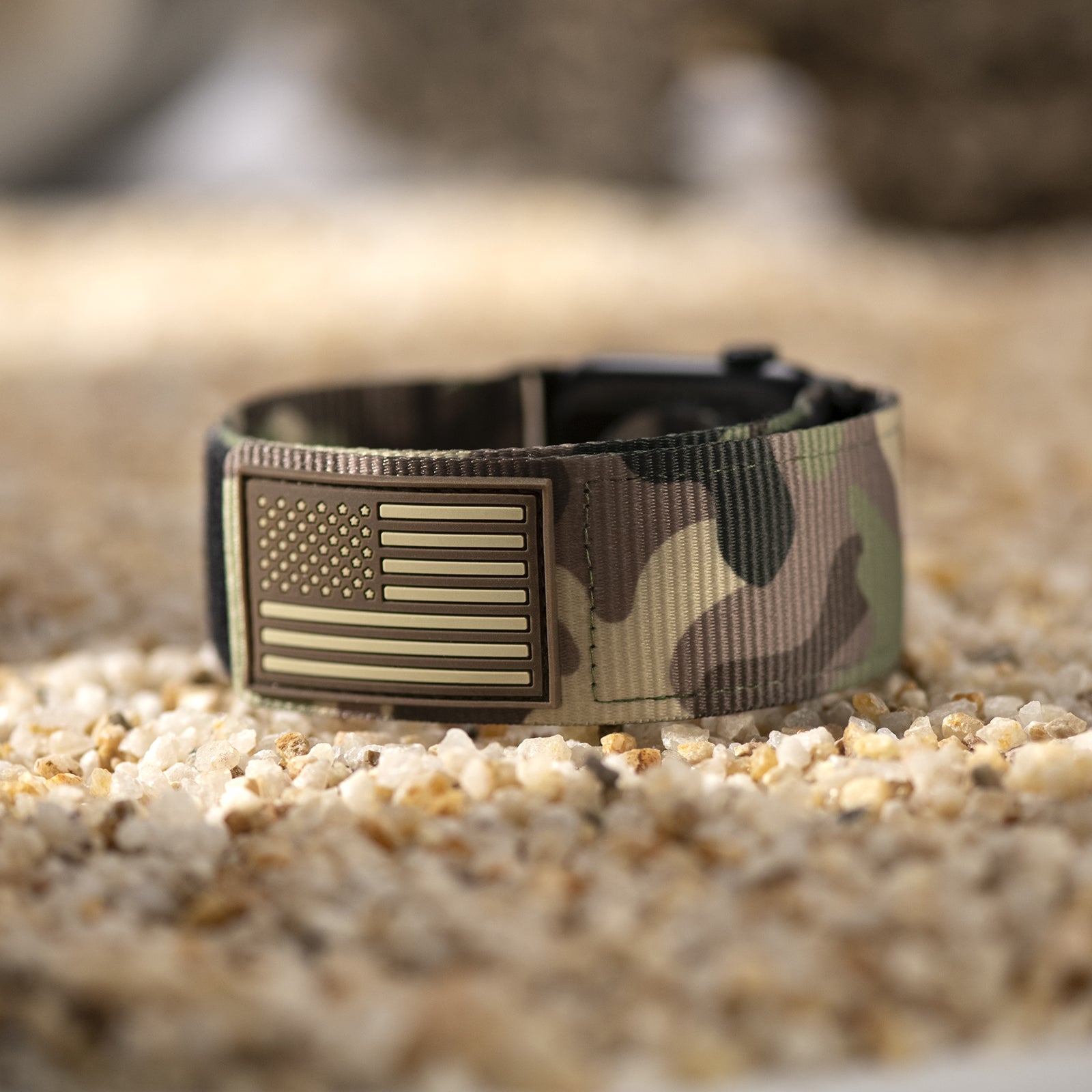Tefeca Fortitude Series Ultra Wide Hook and Loop Band for Apple Watch/Apple Watch Ultra | Nylon USA Flag Camo