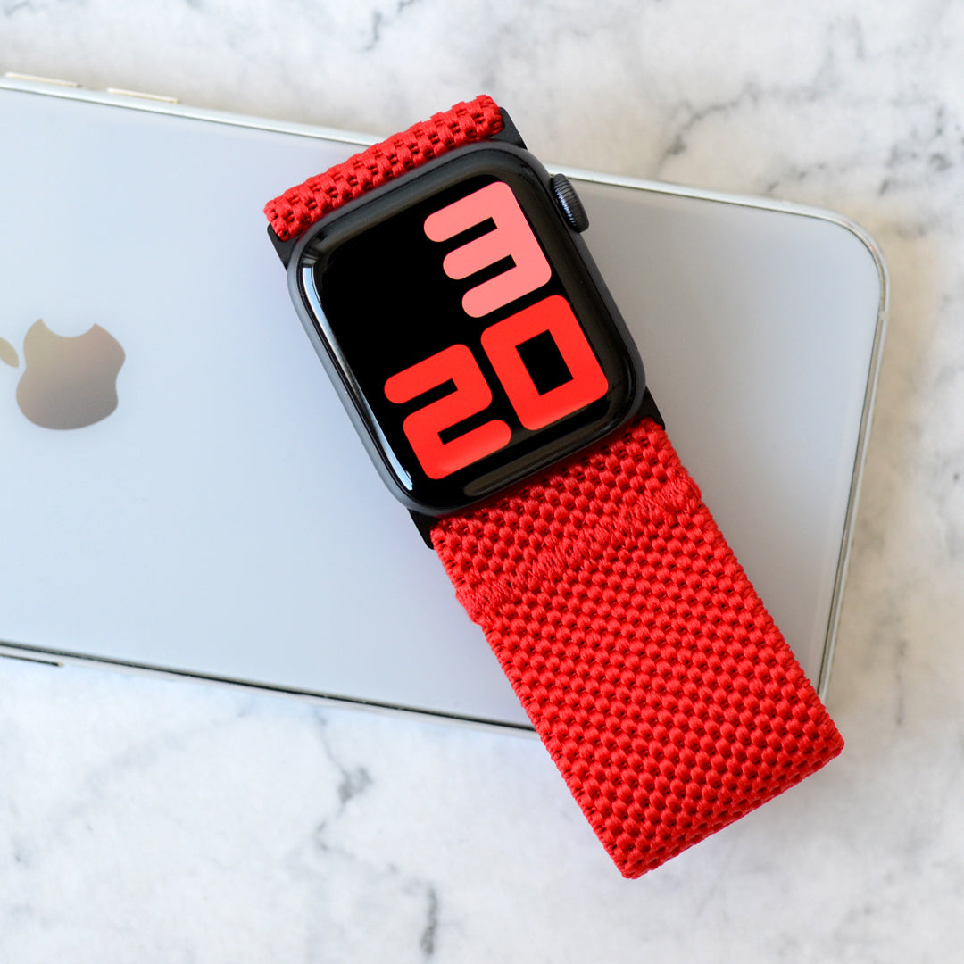 Tefeca Unity Series Elastic Compatible/Replacement Band for Apple Watch/Apple Watch Ultra | Red | 40/41/42mm 44/45/46/49mm